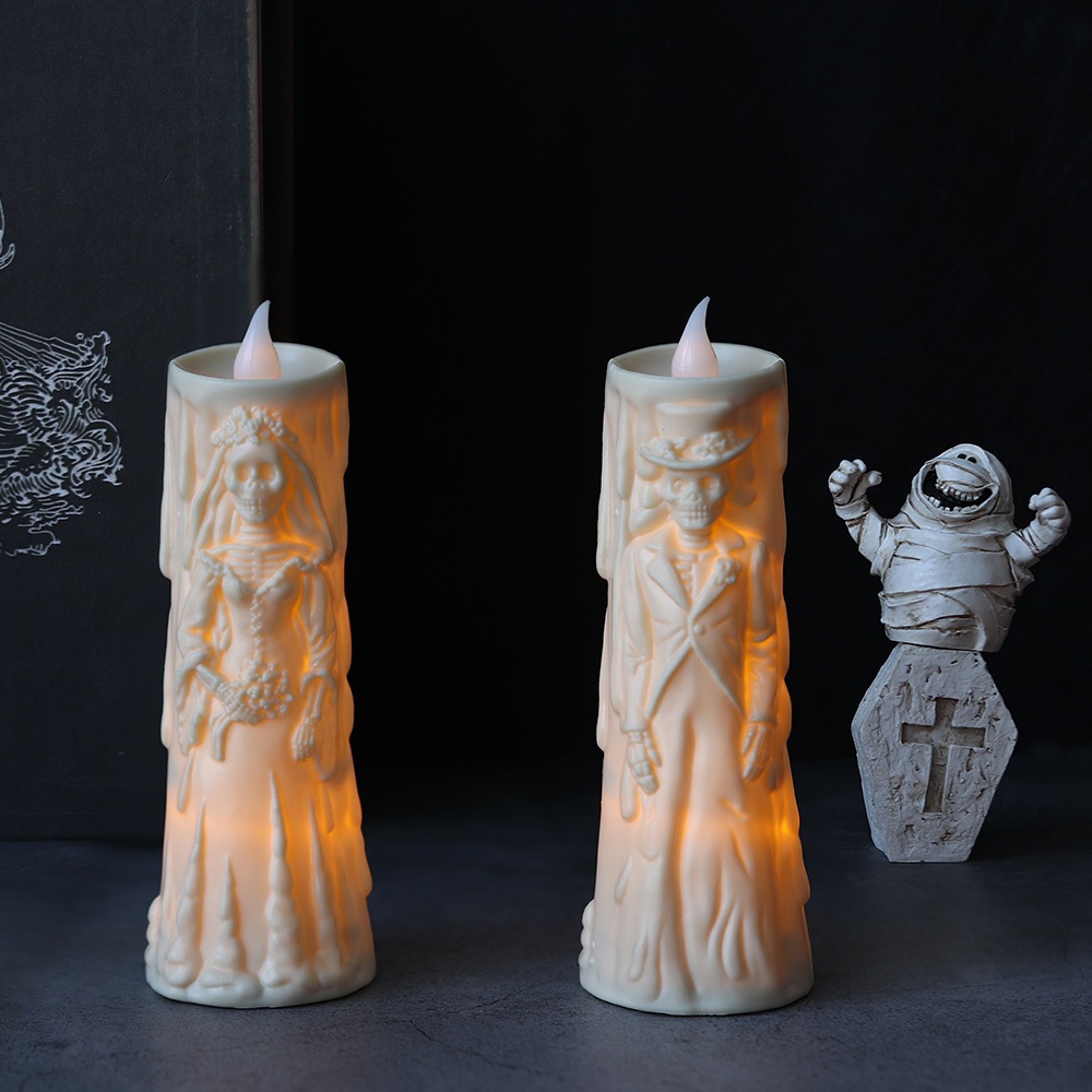 Halloween paquete cos terror novio novia pareja lámpara horrores accesorios esqueleto mesa pendura LED lámpara de vela luminosa