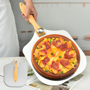 Customized 12inch Non-Aluminum Foldableing Pizza Removable Oak Handle Round Cake Transfer Shovel Pizza