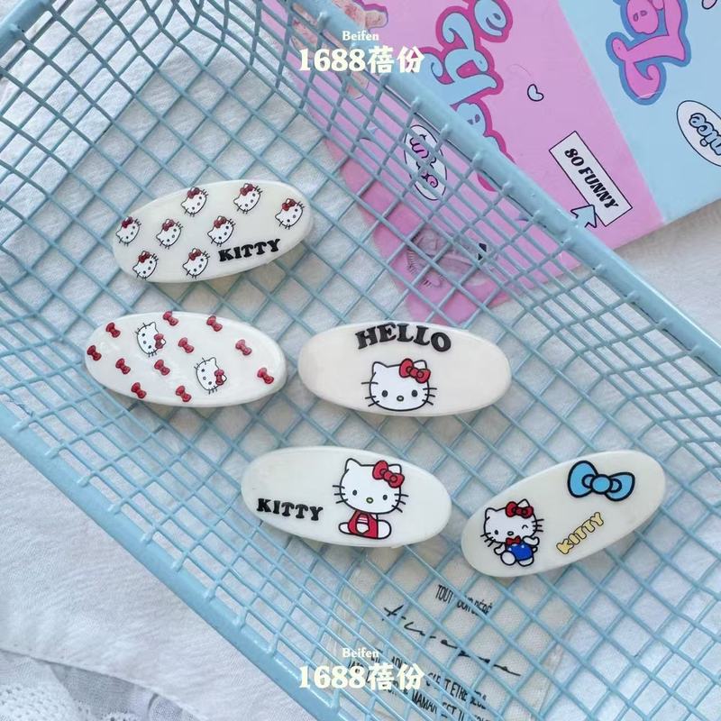 hellokitty发卡可爱甜美珍凯蒂猫椭圆发夹少女刘海侧边夹百搭发饰|undefined