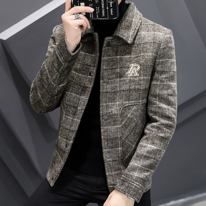 Woolen demi-season trend men's jacket for leisure