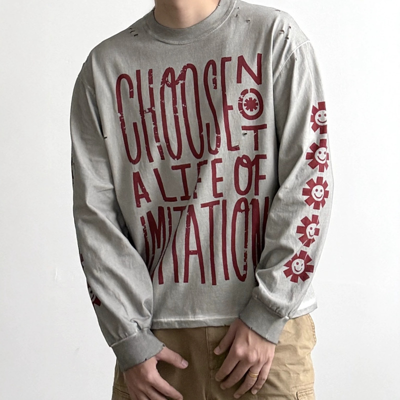 Saint 26Aw Rhcp Red Hot Chili Peppers Pure Cotton Fabric Vintage Single-Stitch Long-Sleeve T-Shirt Saint 26Aw Rhcp Red Hot Chili Peppers Pure Cotton Fabric Vintage Single-Stitch Long-Sleeve T-Shirt