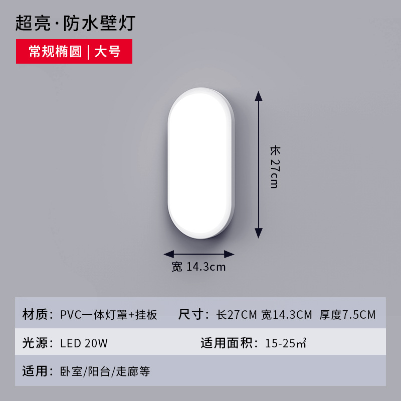 Super bright-oval large (20W) white light suction Wall dual-use