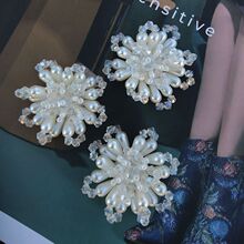 水晶串珠水滴吊珠手工钉珠布贴蝴蝶结花心发夹发绳耳环饰品配件