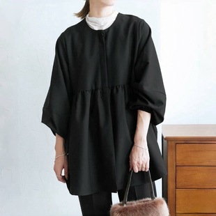 2024 Japanese Spring and Autumn New Style Lantern Sleeve Women's Fashion Cardigan Shirt Women's Cardigan Jacket Simple Casual
