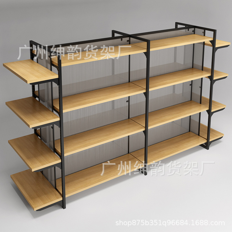 名创款优品精品店文具货架饰品展示架双面中岛钢木货架展示柜批发