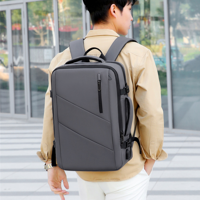 Men's Backpack Expandable Large Capacity Business Trip Travel Bag Laptop USB Backpack Water Repellent