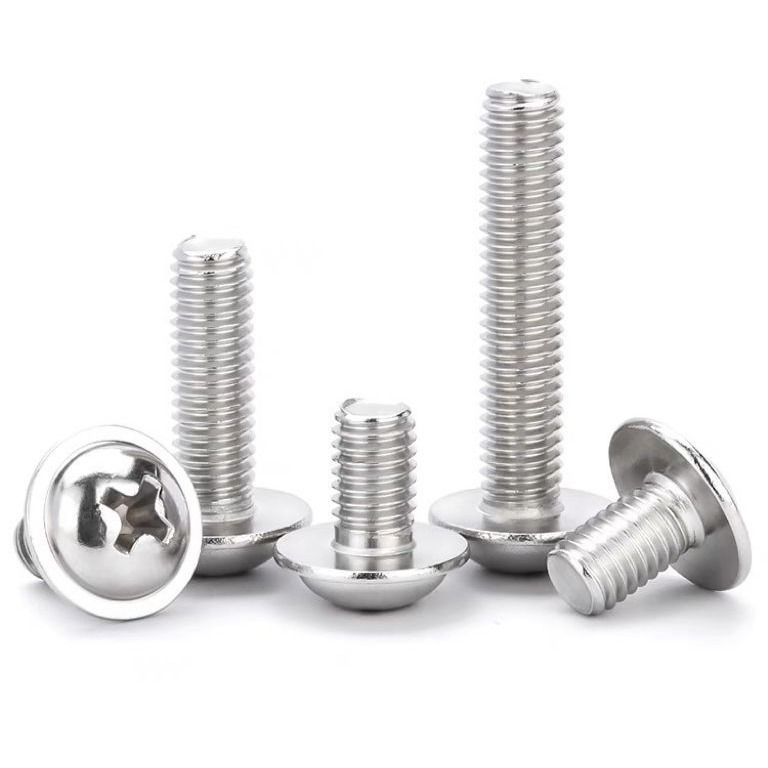 304不锈钢DIN967十字盘头带垫机螺钉圆头螺栓 M1.4M2M2.5M3M4M5M6