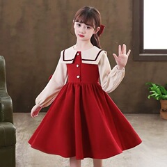 Girls college dress temperament 14 girls 15 junior high school students 16 girls spring and autumn children's clothing fashionable red skirt