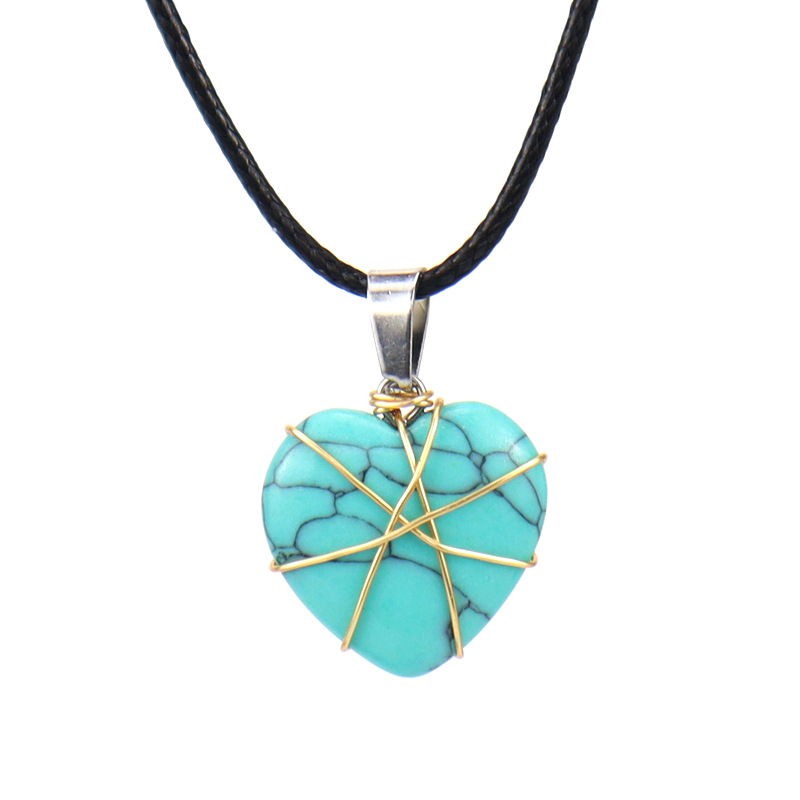 Retro Heart Shape Crystal Copper Plating Pendant Necklace 1 Piece