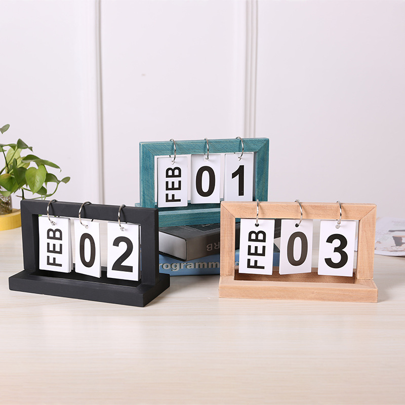 Minimalist Calendar Wall Hanging Wooden Desk Calendar Bedroom Study Shelf Decor Gift Photo Prop Simple Calendar