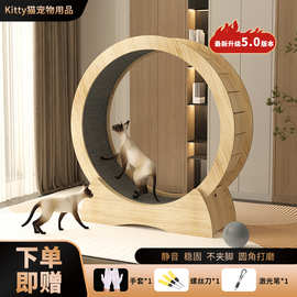 批发猫咪跑步机大滚轮跨境玩具宠物运动健身猫实木多层猫跑轮耐咬
