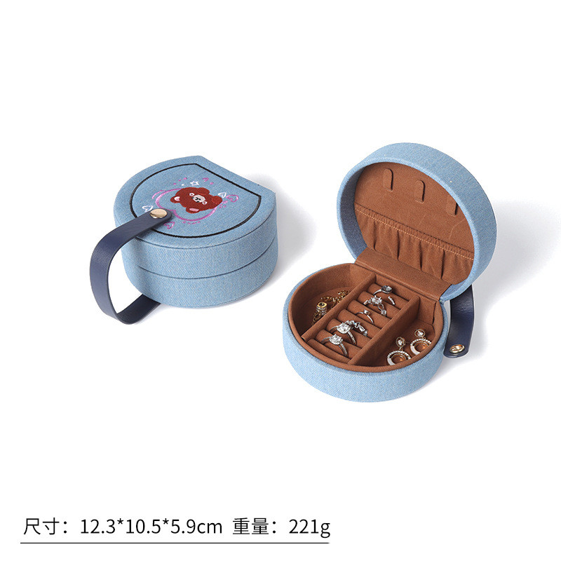 Alhajero Portátil de Viaje de Cuero PU Portátil para Anillos y Collares