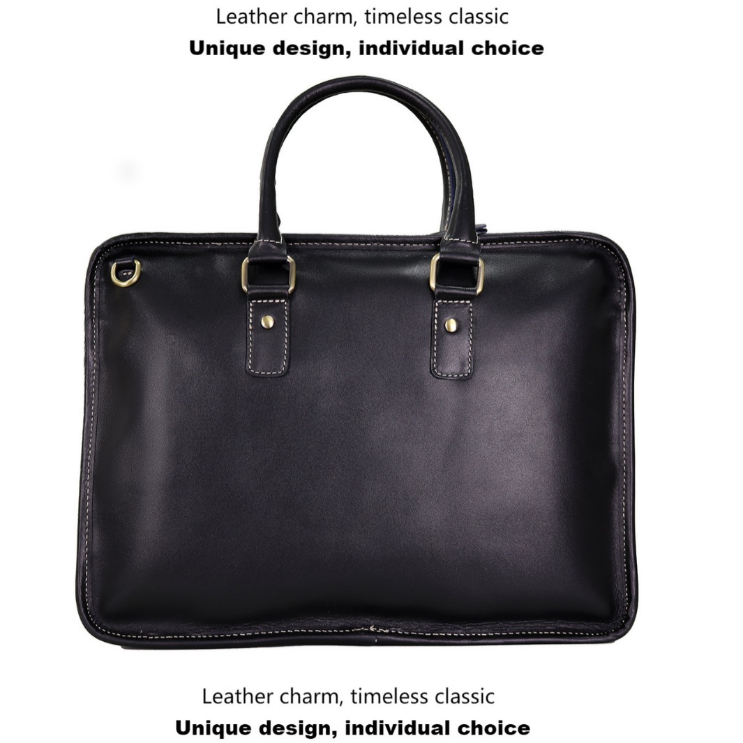 Men's Handbag Genuine Leather Men's Bag 2024 New Top Layer Cowhide Business Travel Bag Computer Bag Business Briefcase