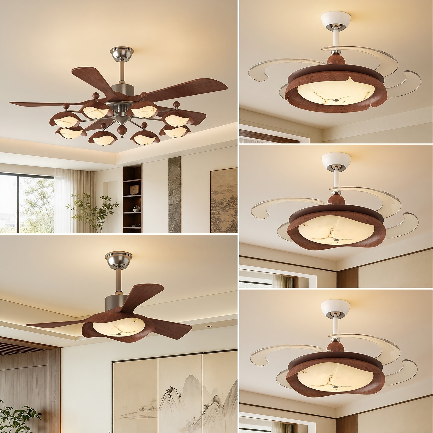 2026 New Vintage Style Creative Retro Fan Light, Solid Wood Pine Cone Shaped, Whole House Package for Living Room, Dining Room, and Bedroom