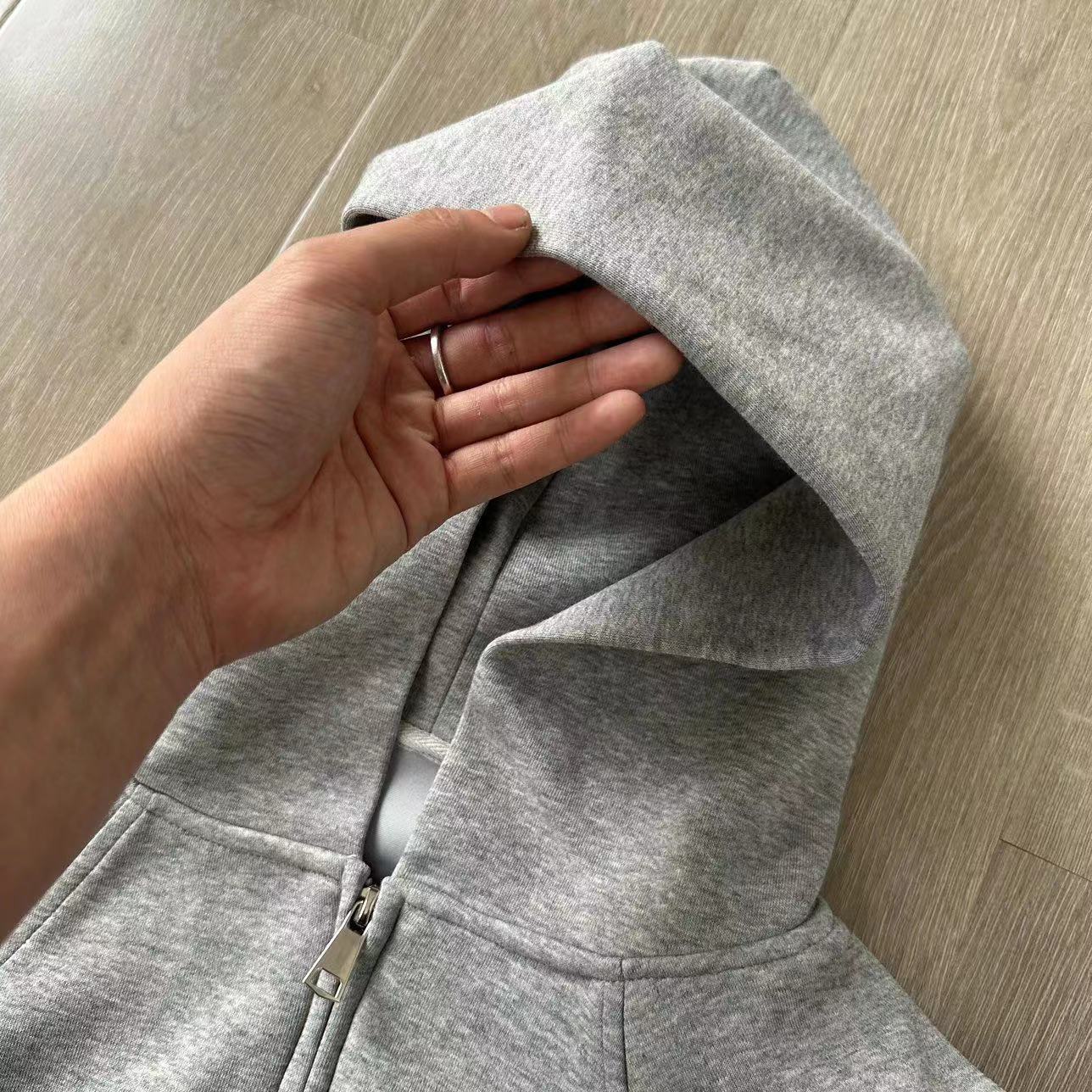 Unisex Loose Hooded Sweatshirt Jacket Solid Colour Autumn Winter_voghion.com