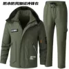Fleece waterproof green jacket