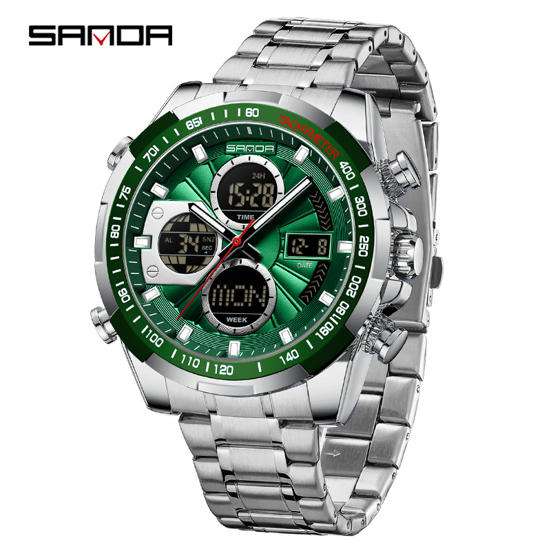 SANDA SANDA 5105 caliente reloj de hombre esfera grande doble luz nocturna relojes de estudiantes varones relojes deportivos casuales