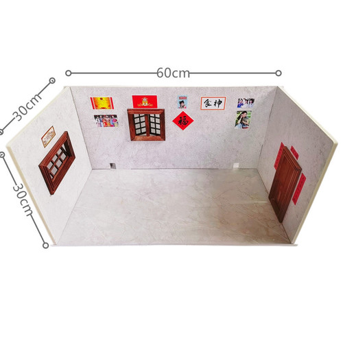 Internet celebrity street stall play house kitchen windproof background wall mini kitchen tableware accessories storage display stand