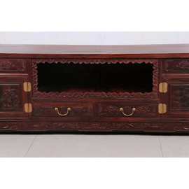 老挝大红酸枝交趾黄檀中式古典客厅实木雕花储物柜影视柜红木家具
