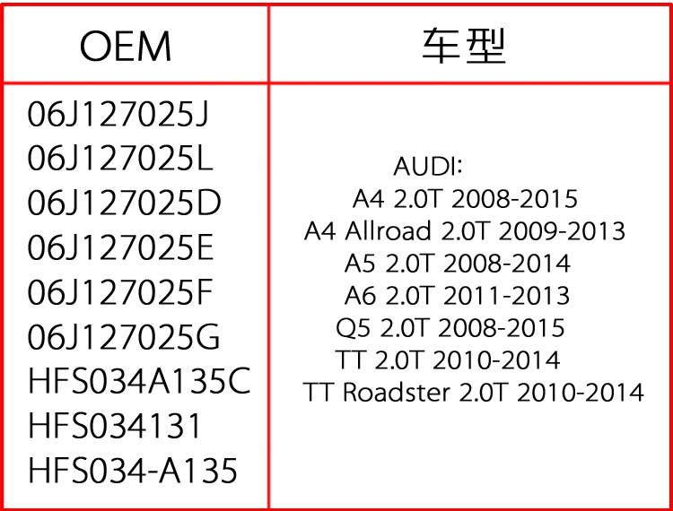 06J127025J 06J127025K 06J127025D 06J127025G Suitable for Audi 2.0t