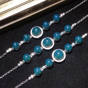 8-10mm Mexican Lamper Seiko Inlaid S925 Silver Bracelet with Natural Topaz Wufu Gate