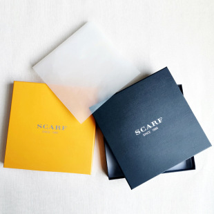 Scarf Small Silk Scarf Gift Box Empty Box Packaging Carton Wholesale Heaven and Earth Cover Orange Black Square Gift Box Ribbon