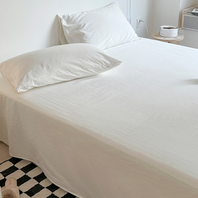Sábanas de algodón lavado de color sólido de algodón pieza única 100 sábanas de algodón puro para dormir desnudas cama individual dormitorio individual doble traje de tres piezas 3