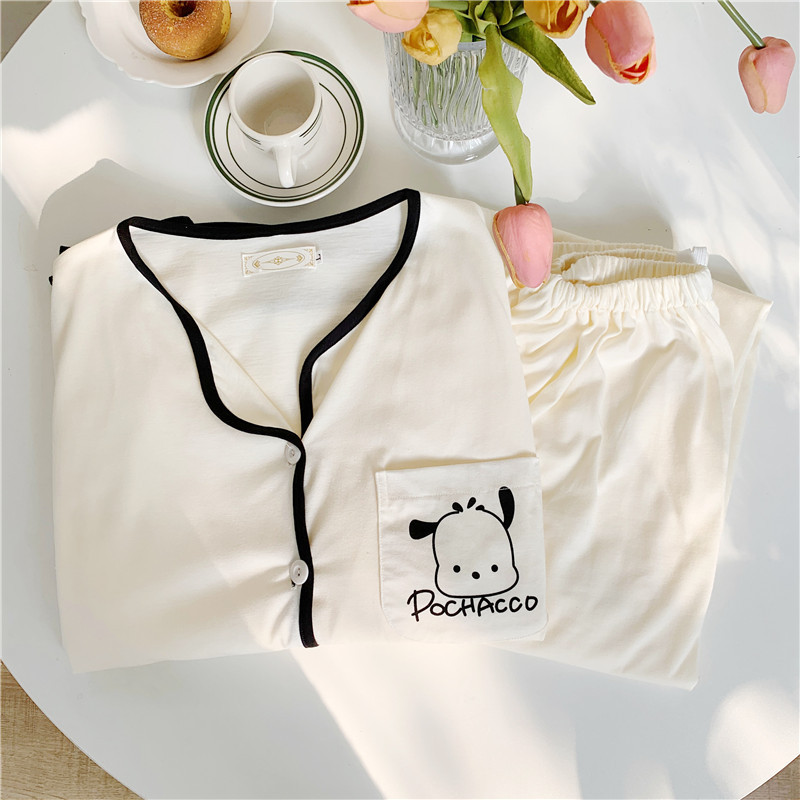 Ropa de confinamiento pijamas de primavera y otoño cardigan de manga larga para mujeres embarazadas 6535 algodón de dibujos animados de maternidad de enfermería posparto ropa para el hogar