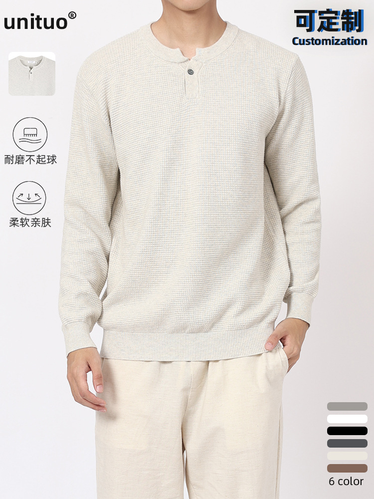 Unico ropa de hombre comercio exterior transfronterizo Europa y los Estados Unidos retro estilo de dinero Henry cuello suéter hombre camiseta de punto chaqueta casual hombre