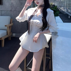 【吸引力法则】复古气质蕾丝系带束腰长袖廓形衬衫上衣女