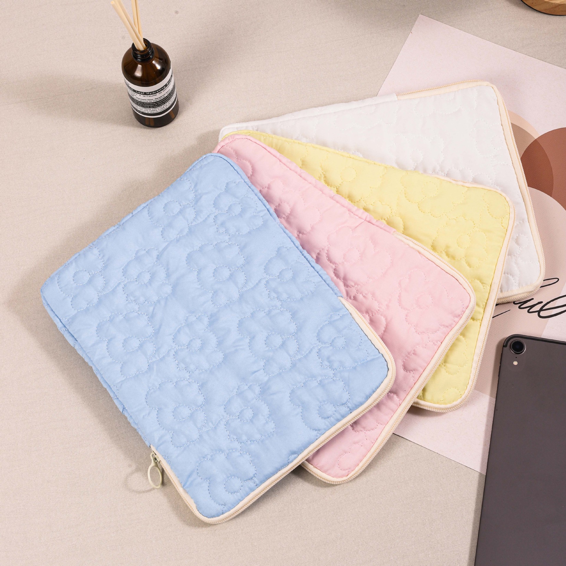 Yunduo iPad Liner Portable Bag Cute Portable Travel Storage Anti-Fall Pure Color Personalized Pattern Tablet Bag