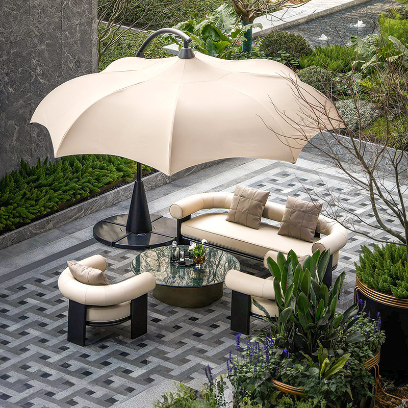 Sofá de aleación de aluminio al aire libre patio combinación de terraza villa al aire libre sala de sol impermeable muebles de cama de cama image 1