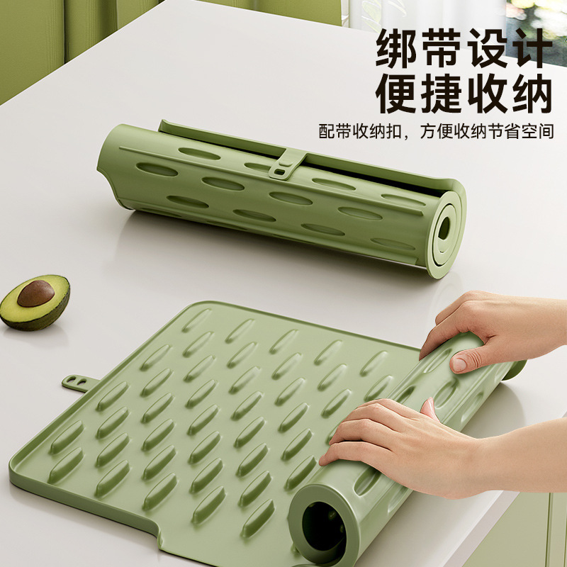 水槽沥水垫硅胶导流式厨房果蔬碗碟滤水干燥垫斜坡排水垫硅胶垫|undefined