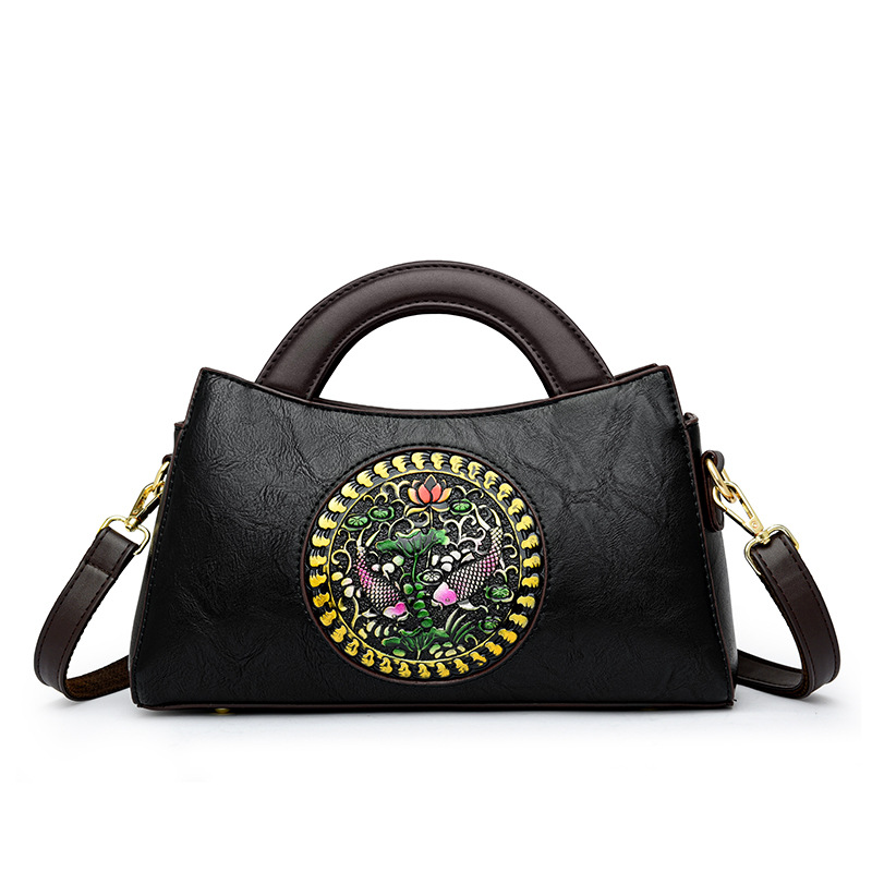 Bolso de mujer 2023 nuevo estilo nacional artístico costura moda mujer bolsa de sillín portátil hombro bolsa de mensajero al por mayor