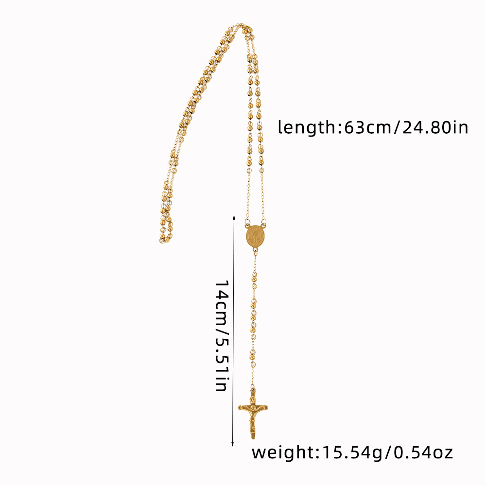 20g Weight Wholesale Jewelry Ethnic Style Cross Virgin Mary Titanium Steel Plating Necklace