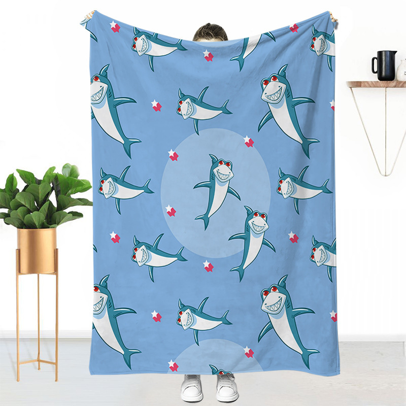 跨境法兰绒毛毯午睡绒毯数码印花四季通用家居图片印花办公室盖毯