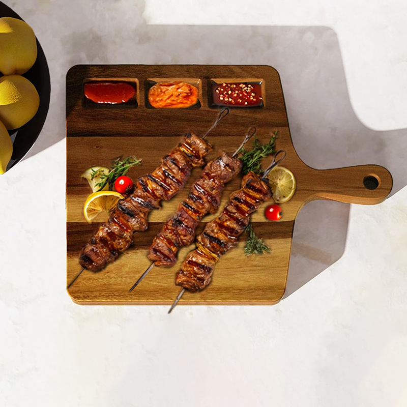 Tabla de cortar de madera Tablero de cortar multifunción para el hogar Tabla de cortar de cocina con mango Carne Tablero de pizza Queso Plato