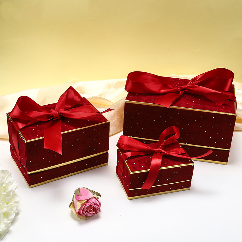 高级感伴手礼盒新款丝绒礼品盒方盒圆盒结婚喜糖盒生日空盒