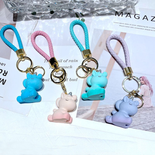 Cartoon dreamy resin unicorn keychain creative cute car keychain ins female schoolbag pendant jewelry