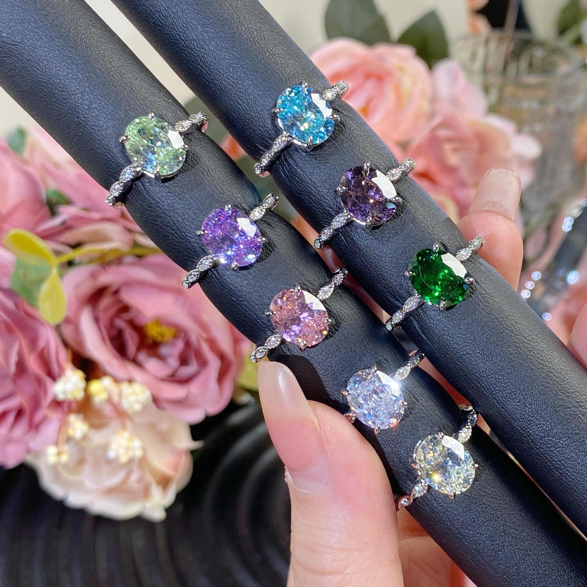 Women's Gemstone Ring With High Carbon Diamond Luxury Design_voghion.com