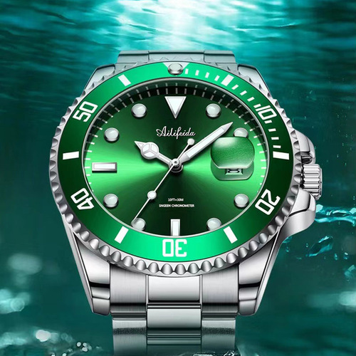 艾利翡达石英手表男士镂空后盖可视直播带货夜光一件代发