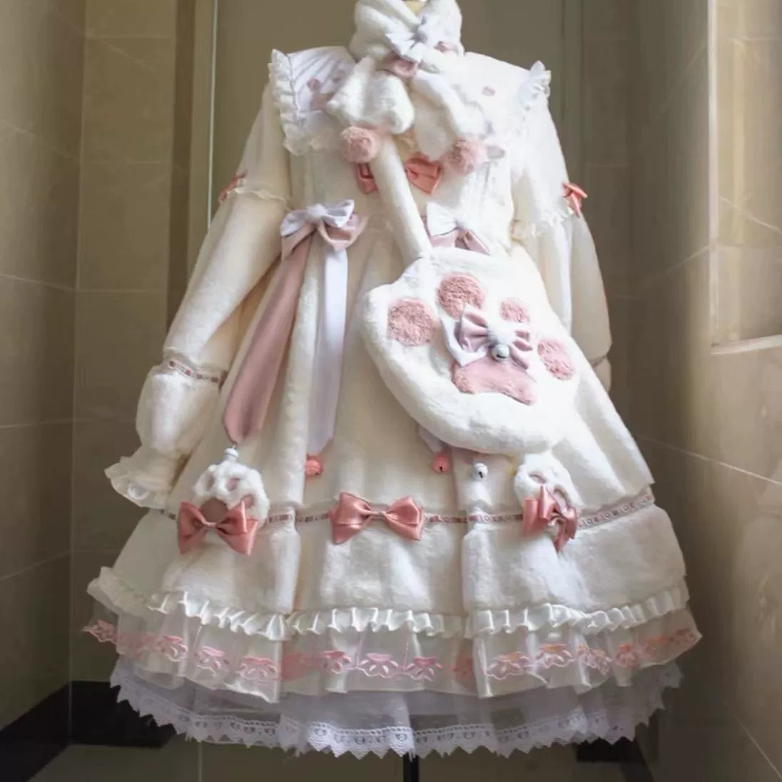 Длинное платье с длинным рукавом, бархат, стиль Lolita, утолщённое тёплое