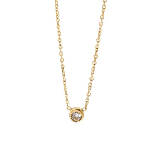 Minimalist Diamond Necklace with Round and Rectangle Design, 18K Gold, Exquisite Chain, Stainless Steel Pendant for Women