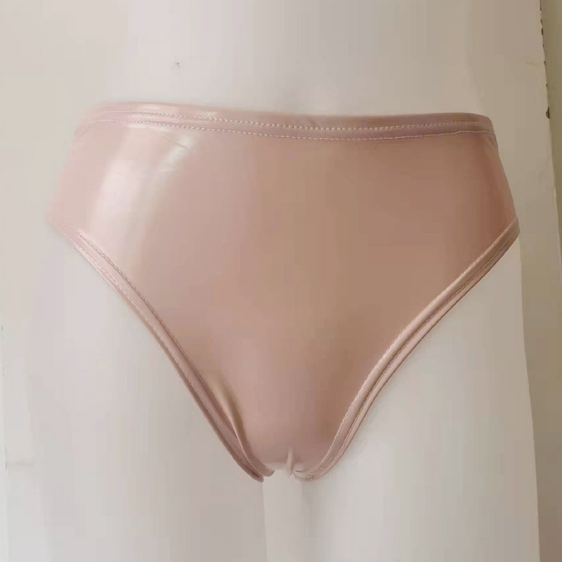 Brillante triángulo pequeño interior europeo y americano transfronterizo ropa de goma de imitación sexy vaina espejo brillante charol cintura alta ropa interior de las mujeres