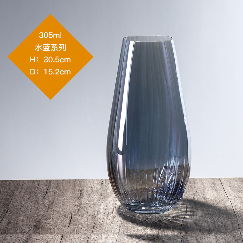 Lex sin plomo cristal vasos grandes estilo europeo simple viento transparente alta permeabilidad sala de estar hidropónica decoración de flores secas
