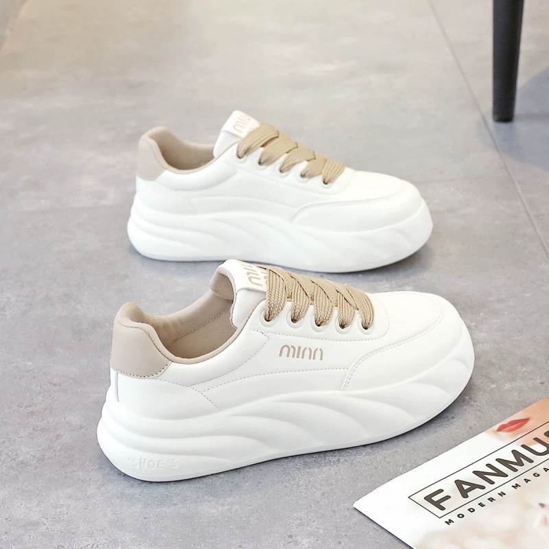 Ins модная женская обувь, новинка 2024, весенние универсальные повседневные кроссовки на толстой подошве, популярные белые туфли на толстой подошве