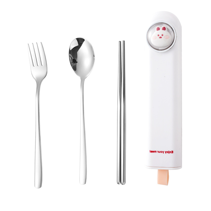 작은 토끼 상자 + 천연 식기 3종 세트