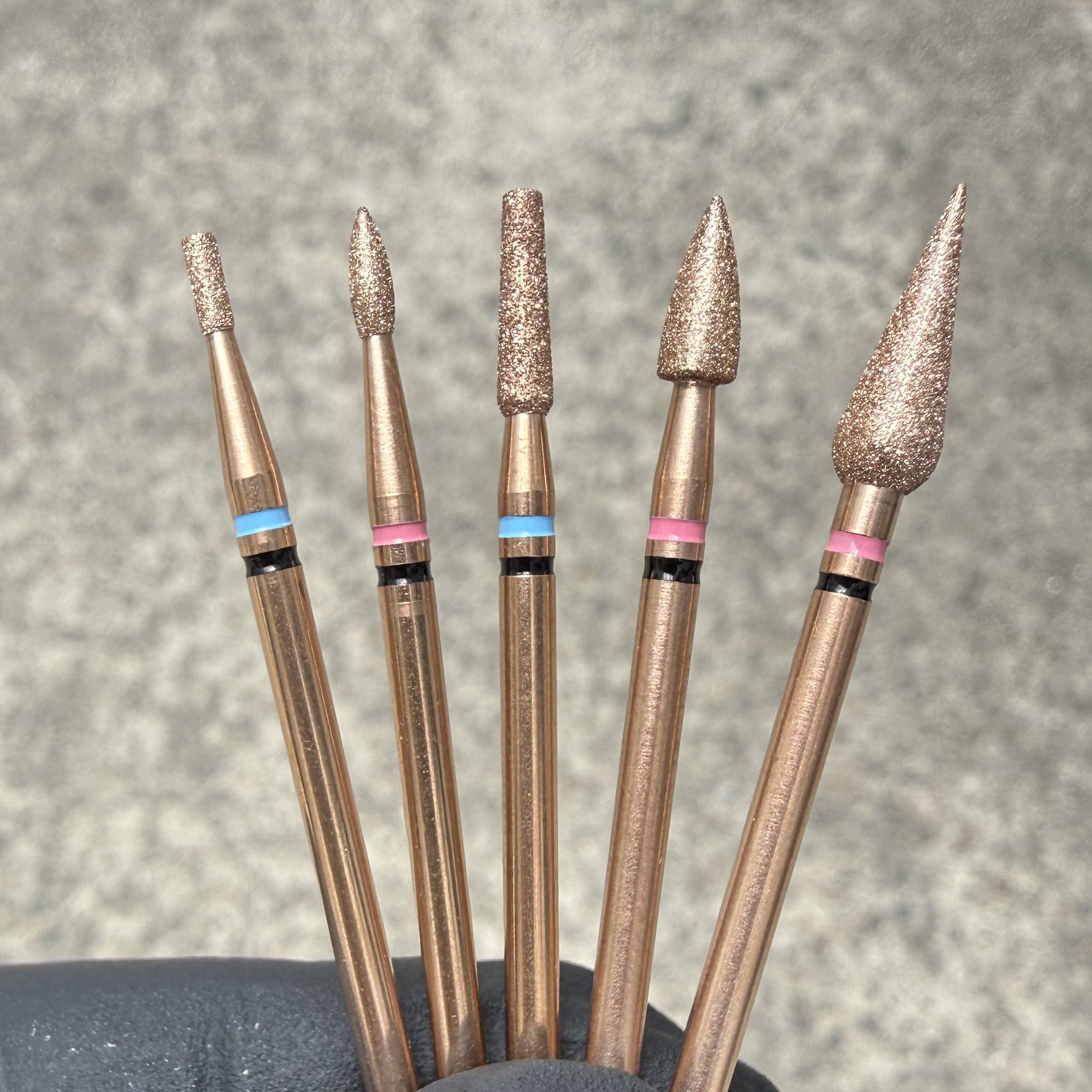 High-Quality Rose Gold Manicure Diamond Grinding Head Russian-Style Pre-Treatment Cuticle Remover Dual-Color Ring Diamond Sanding Set