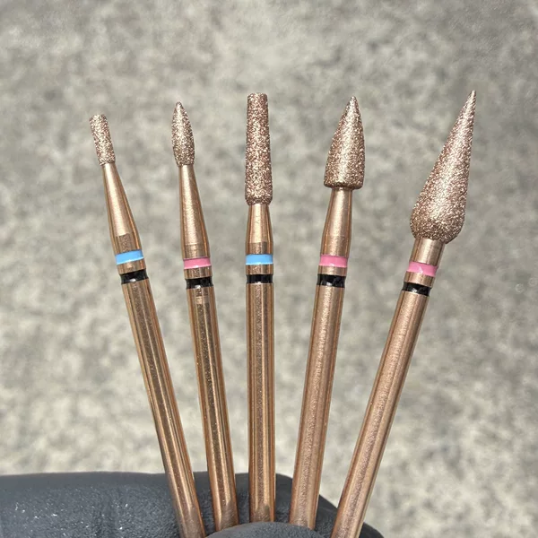 High-Quality Rose Gold Manicure Diamond Grinding Head Russian-Style Pre-Treatment Cuticle Remover Dual-Color Ring Diamond Sanding Set