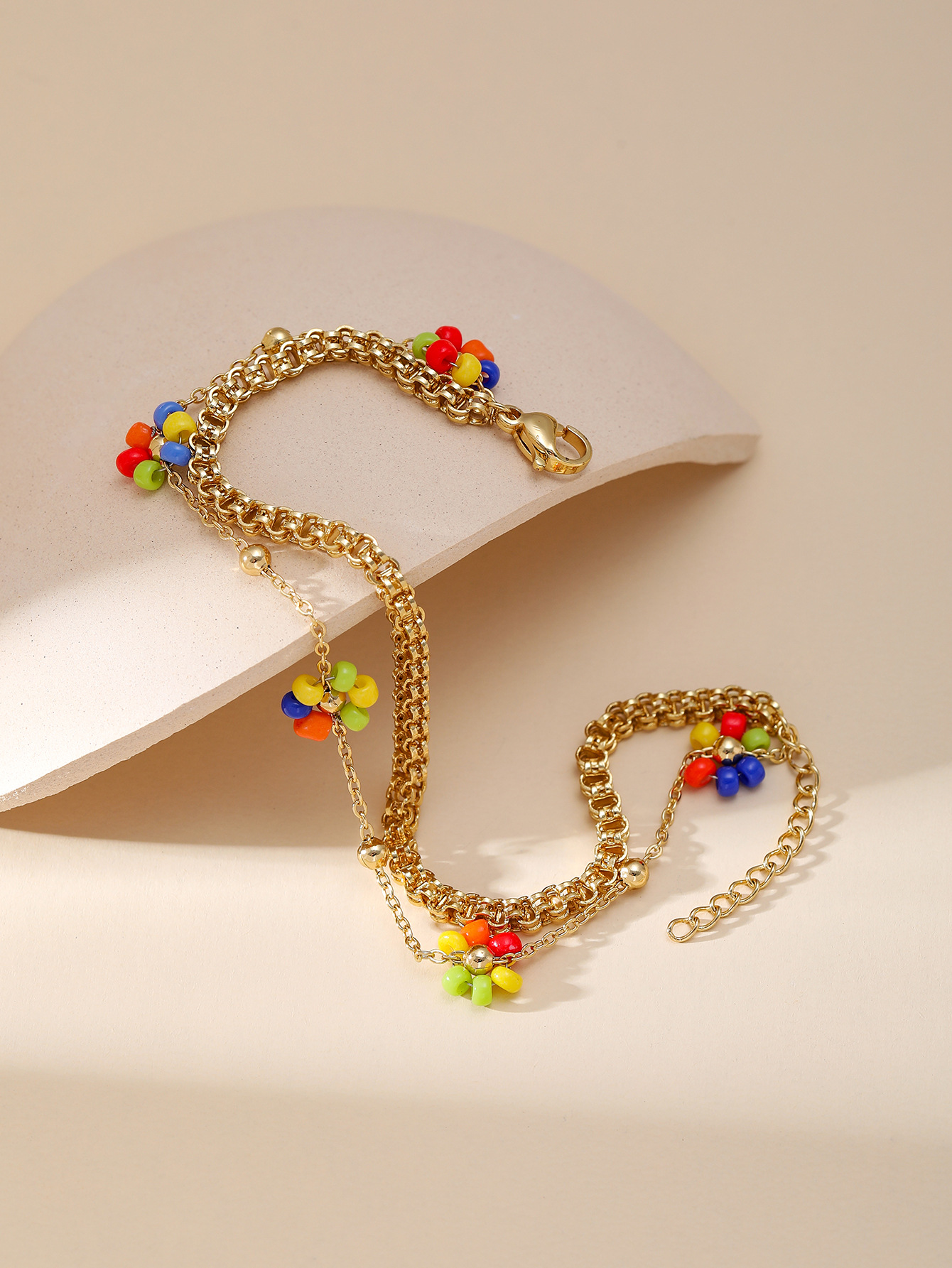 cable chain Chain Type 1 Piece Quantity Simple Style Flower 304 Stainless Steel Cable Chain Bracelets In Bulk